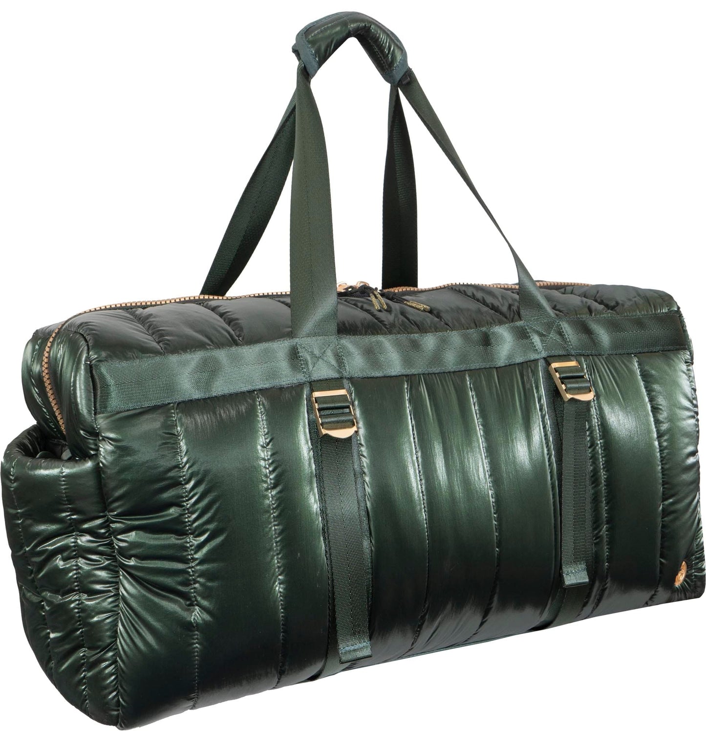 Joan & David 22 Inch Tubular Quilted Metallic Nylon Duffel Bag