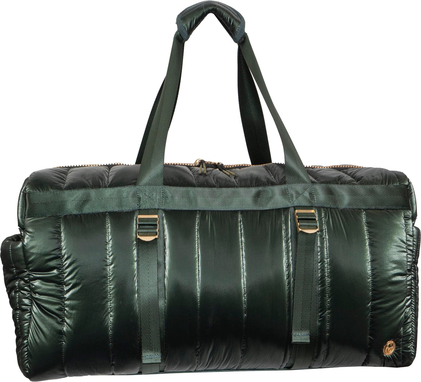 Joan & David 22 Inch Tubular Quilted Metallic Nylon Duffel Bag