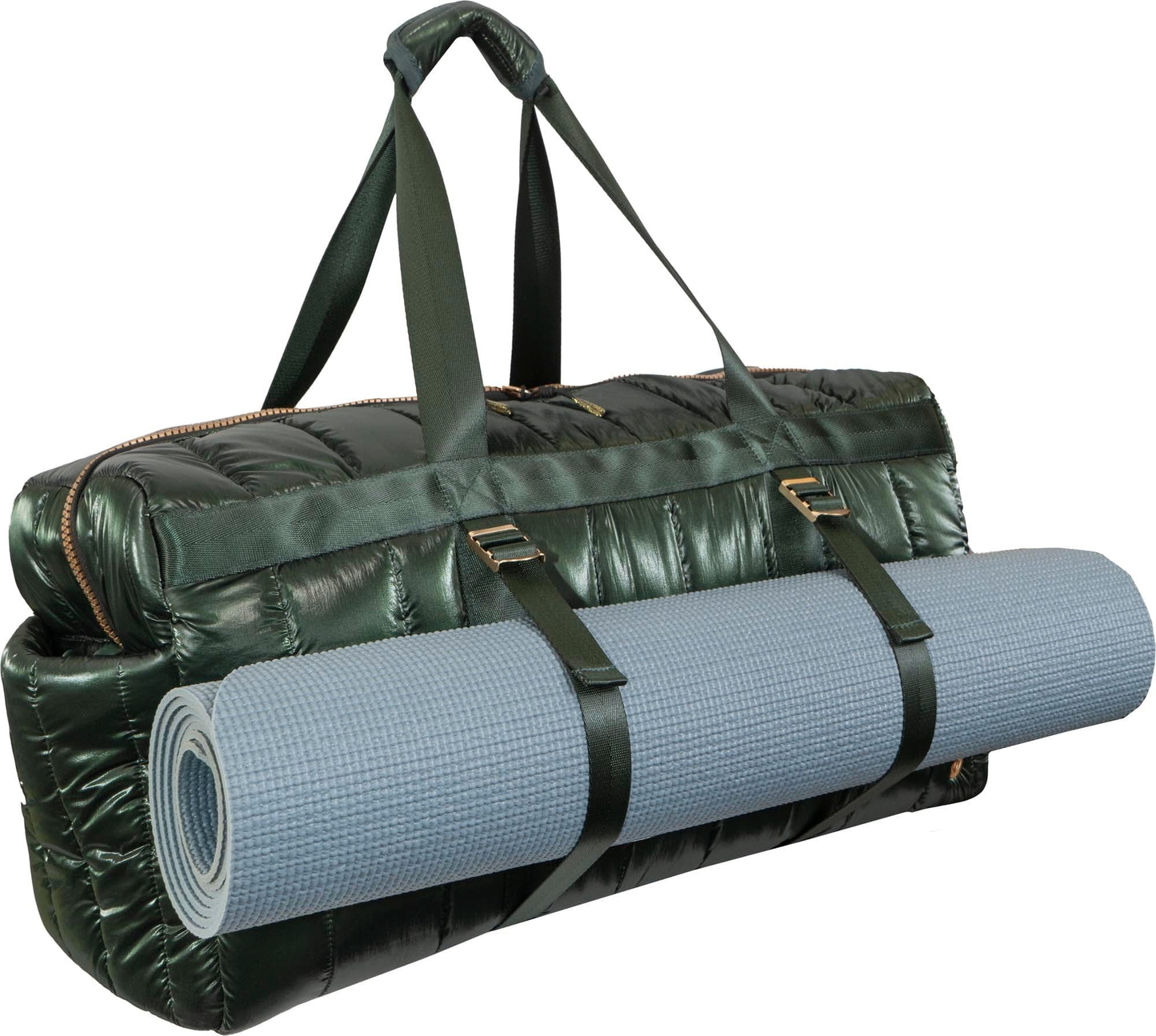 Joan & David 22 Inch Tubular Quilted Metallic Nylon Duffel Bag