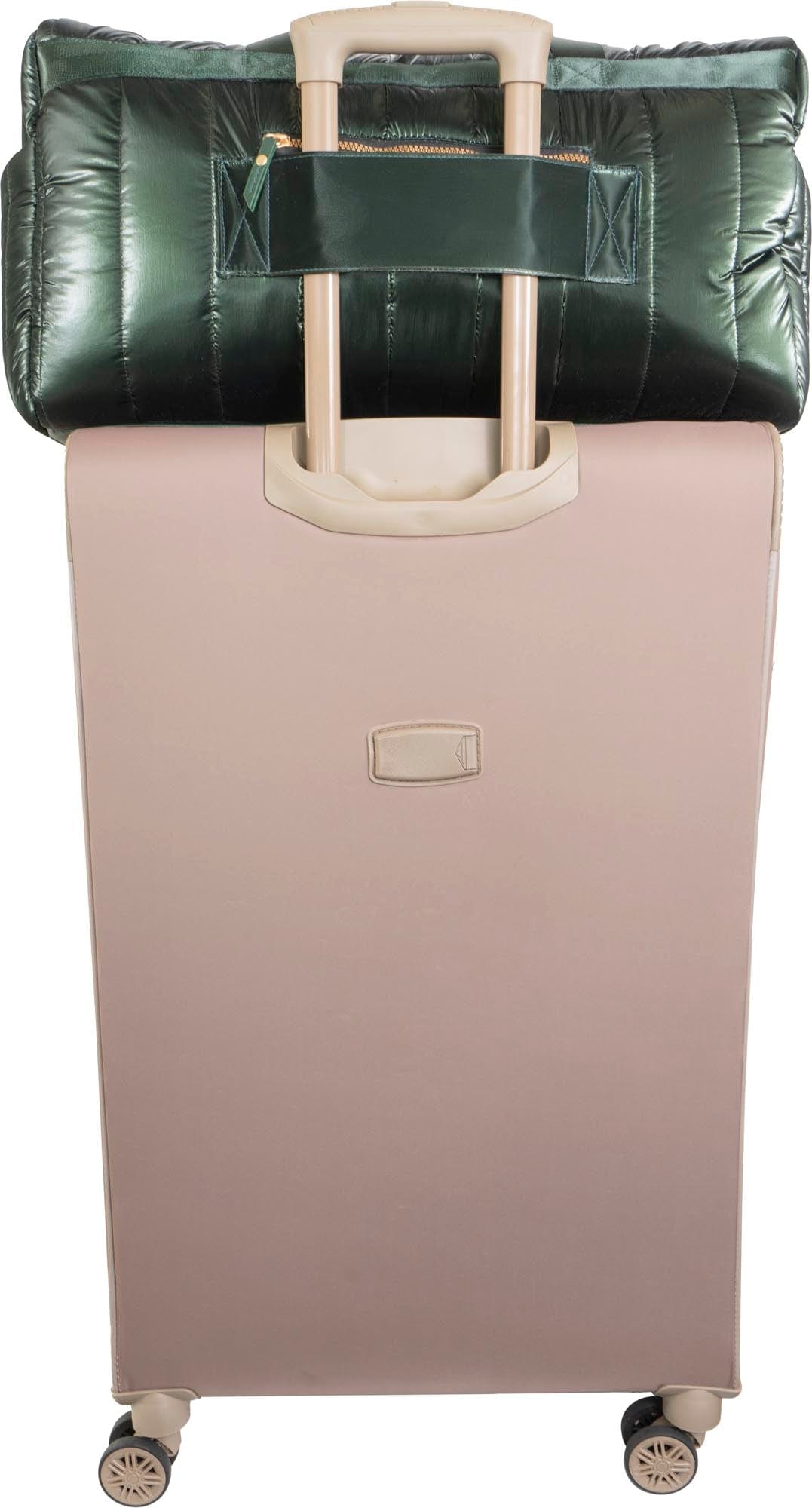 Joan & David 22 Inch Tubular Quilted Metallic Nylon Duffel Bag