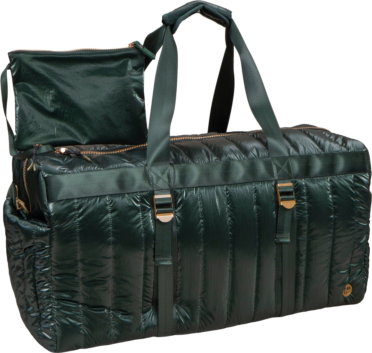 Joan & David 22 Inch Tubular Quilted Metallic Nylon Duffel Bag