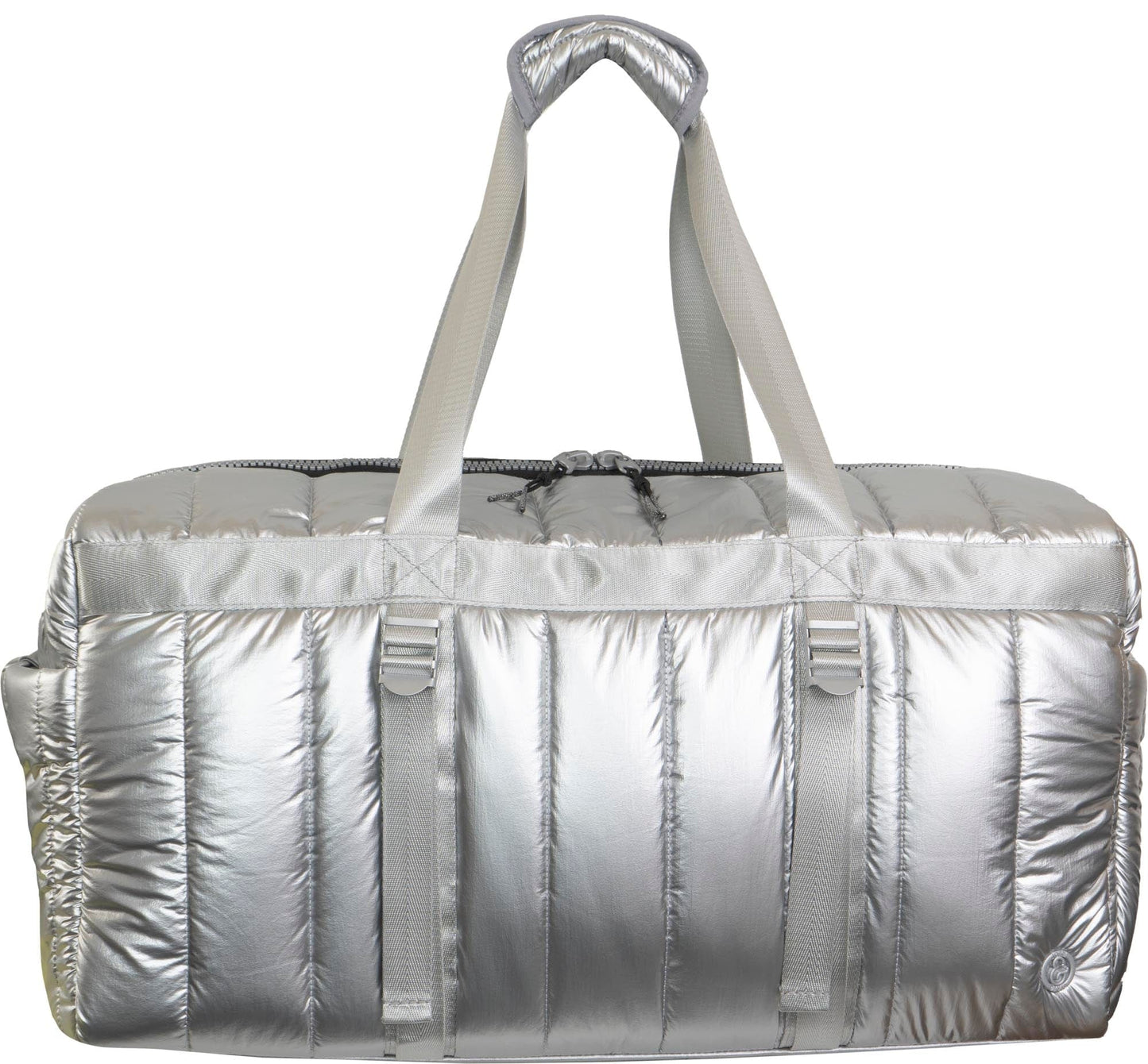 Joan & David 22 Inch Tubular Quilted Metallic Nylon Duffel Bag