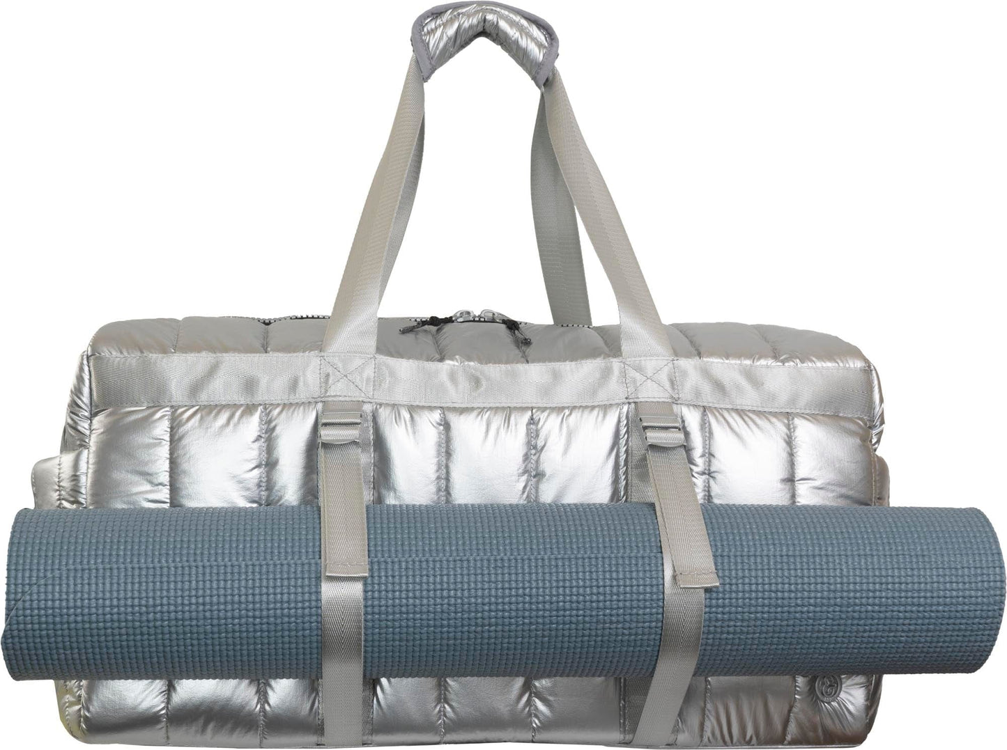 Joan & David 22 Inch Tubular Quilted Metallic Nylon Duffel Bag
