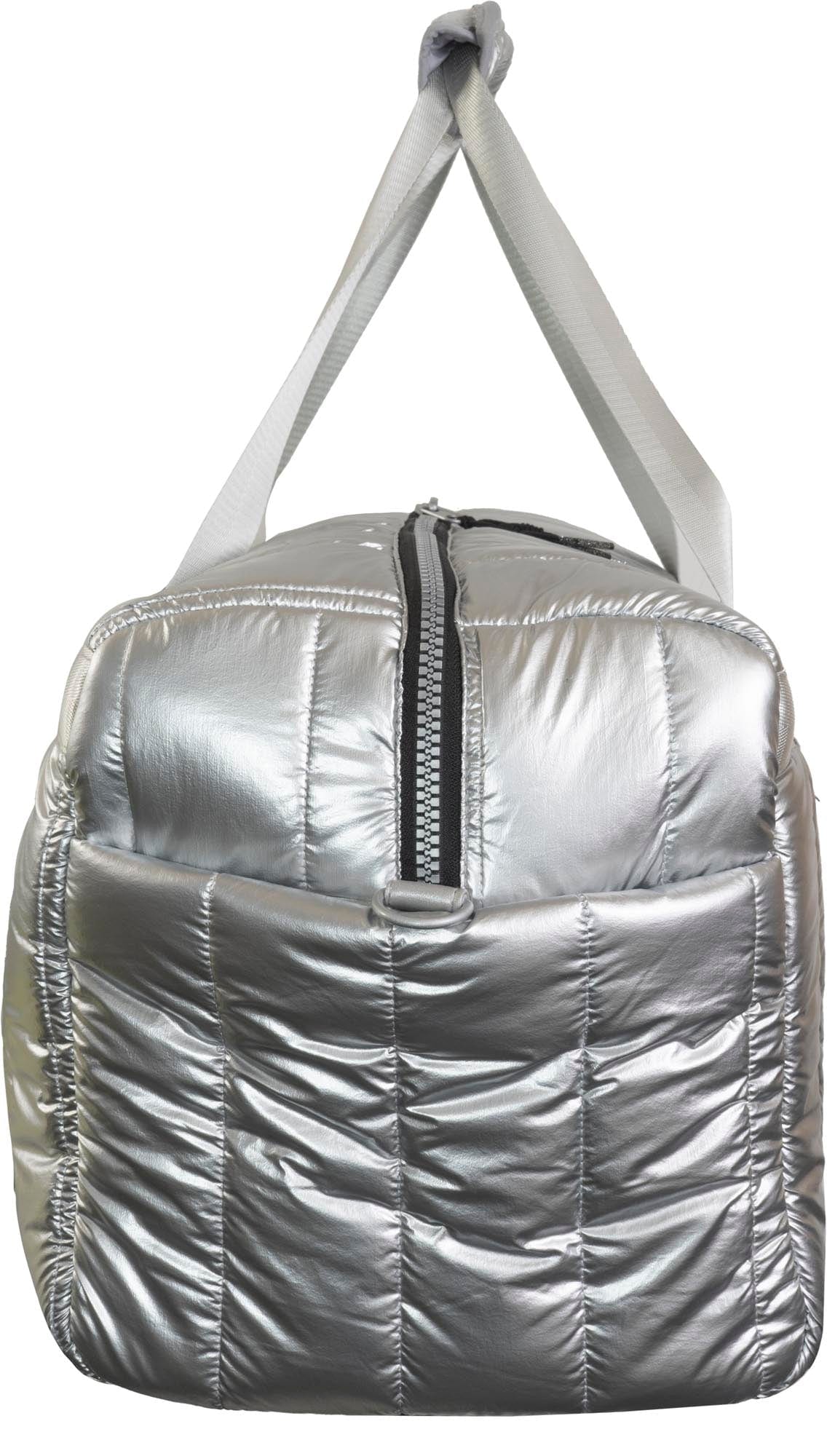 Joan & David 22 Inch Tubular Quilted Metallic Nylon Duffel Bag