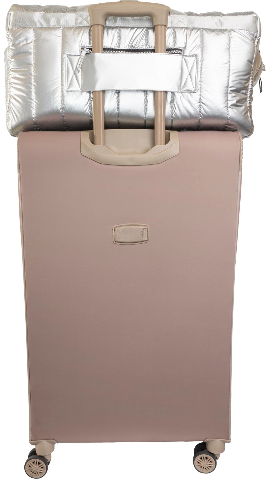 Joan & David 22 Inch Tubular Quilted Metallic Nylon Duffel Bag