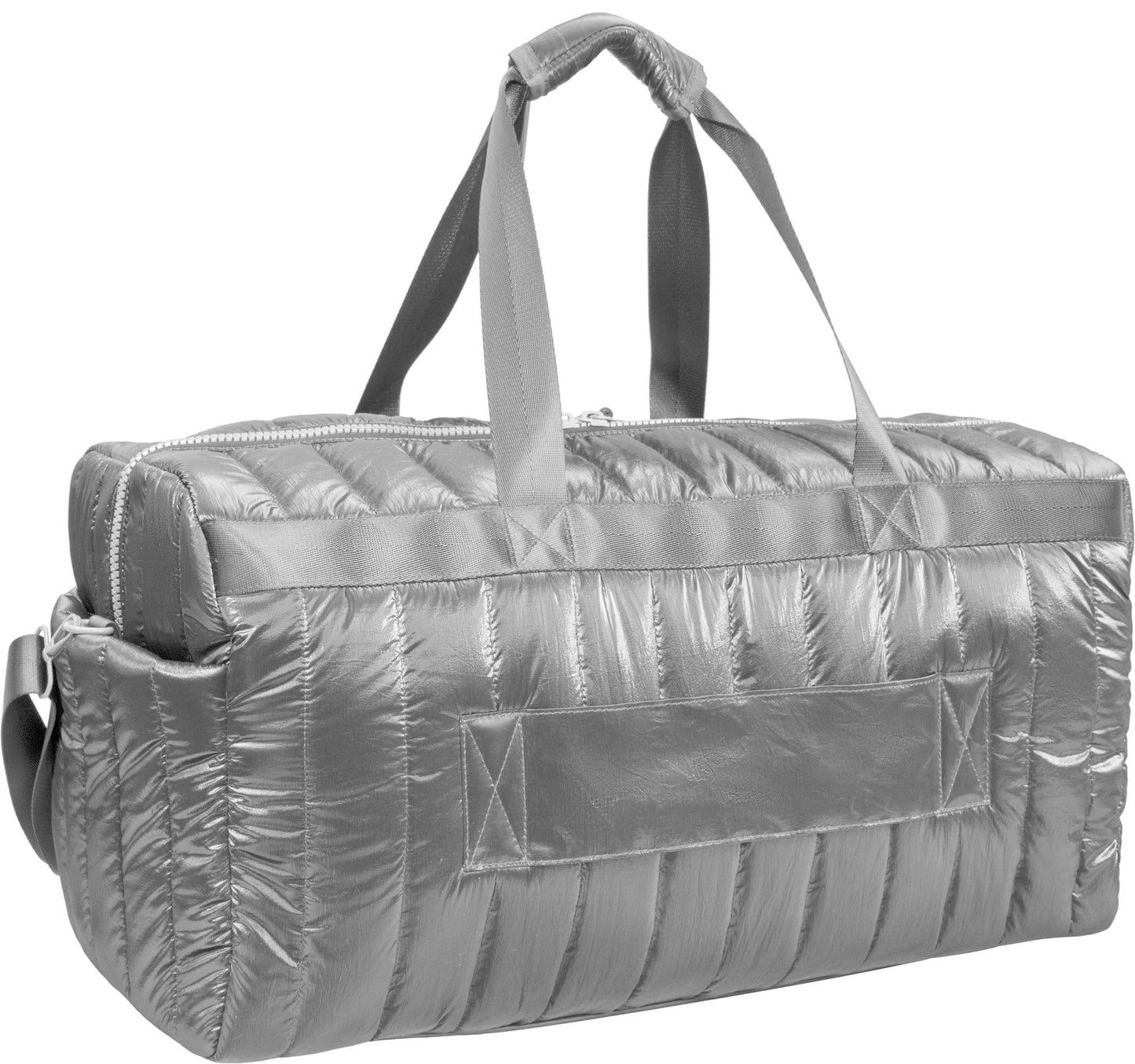 Joan & David 22 Inch Tubular Quilted Metallic Nylon Duffel Bag