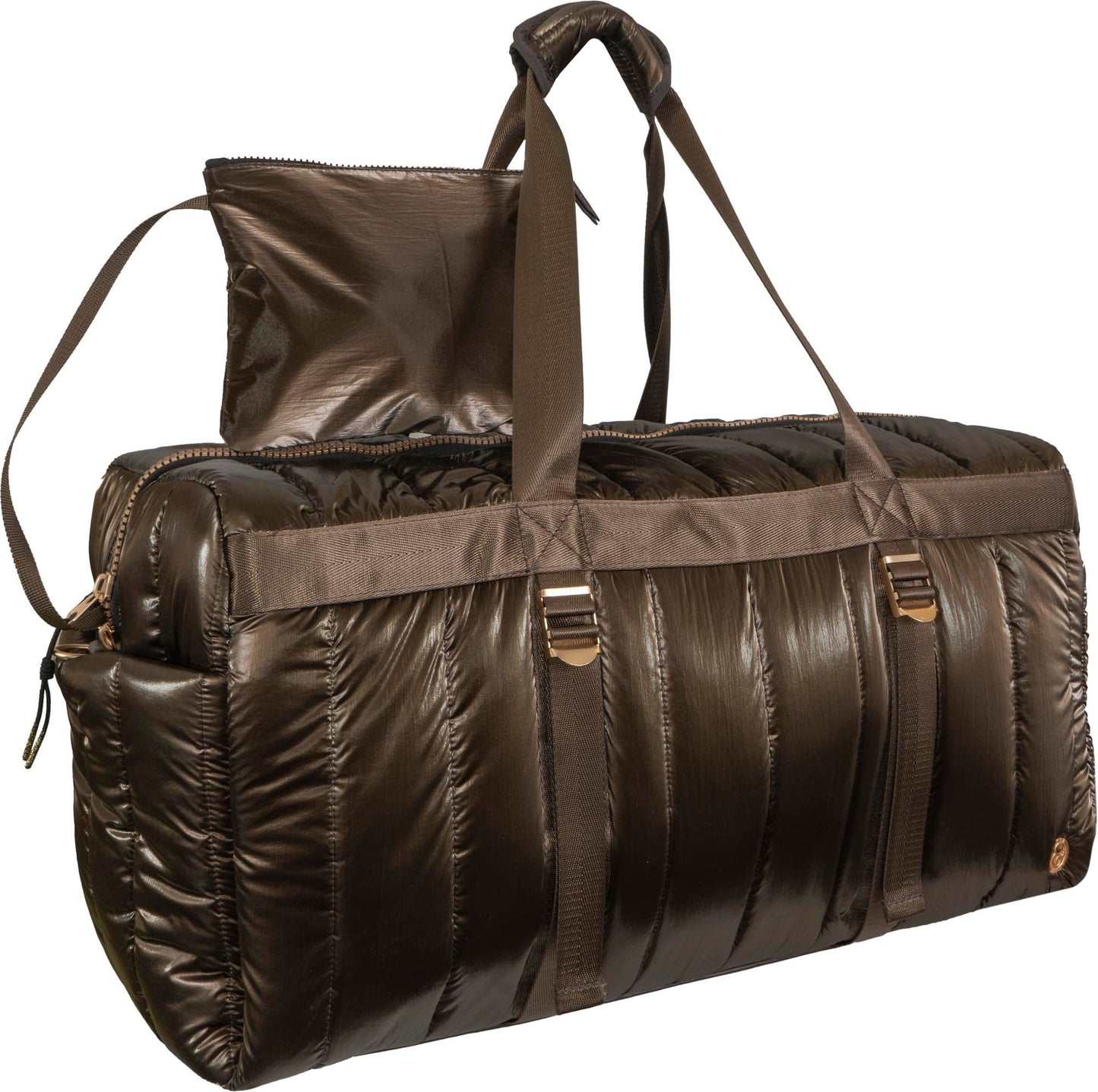 Joan & David 22 Inch Tubular Quilted Metallic Nylon Duffel Bag