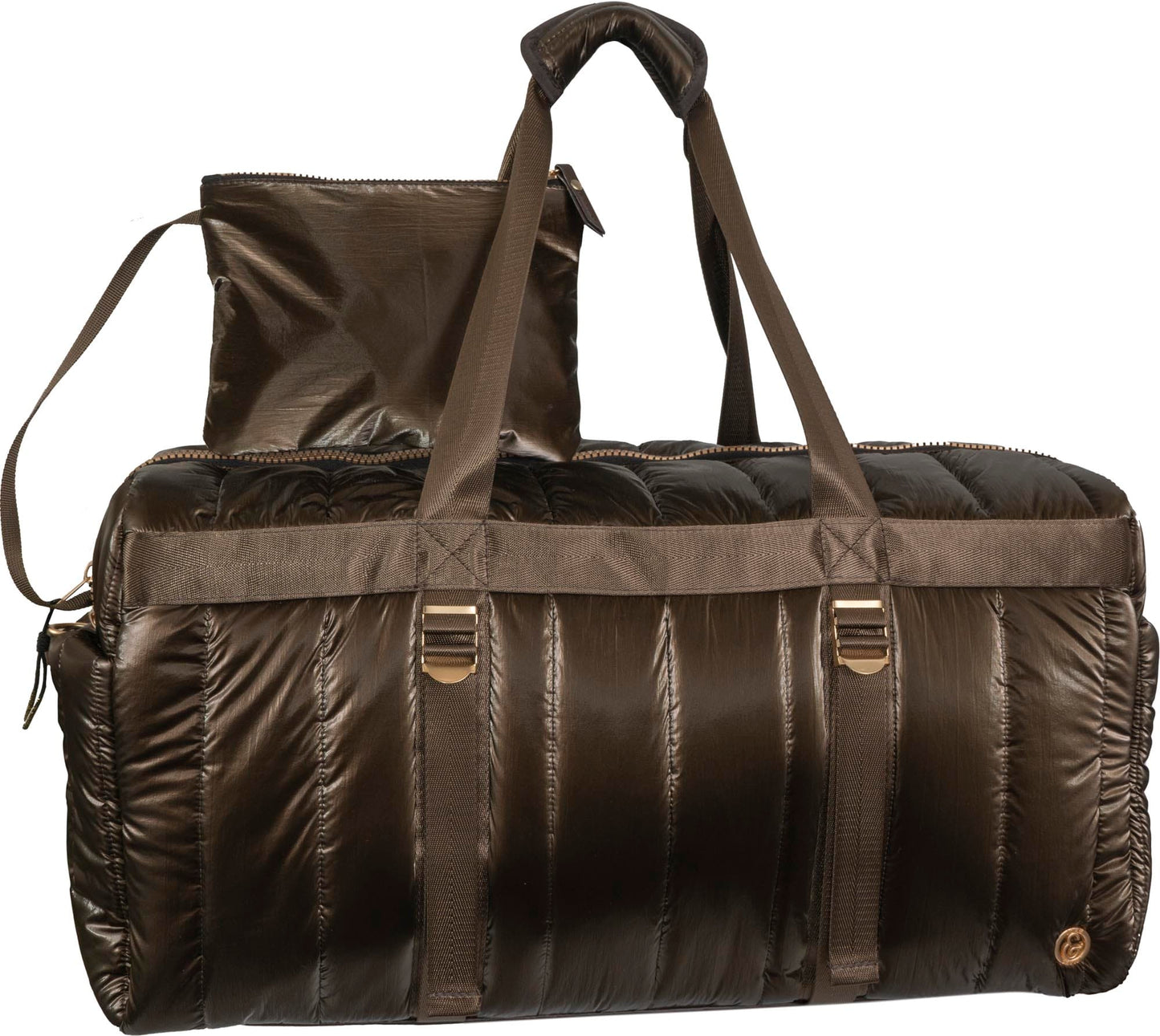 Joan & David 22 Inch Tubular Quilted Metallic Nylon Duffel Bag