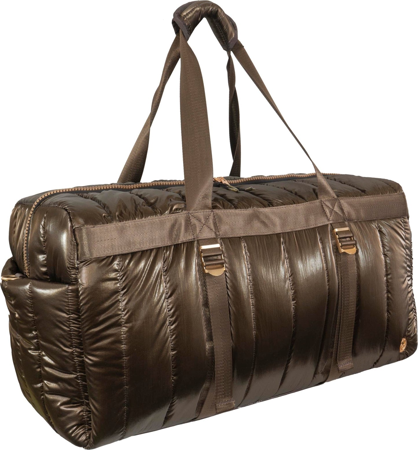 Joan & David 22 Inch Tubular Quilted Metallic Nylon Duffel Bag