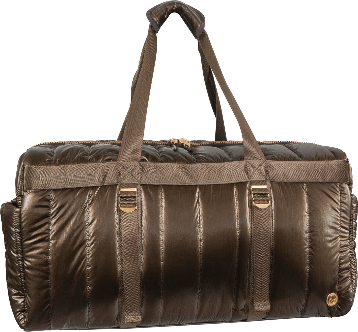 Joan & David 22 Inch Tubular Quilted Metallic Nylon Duffel Bag