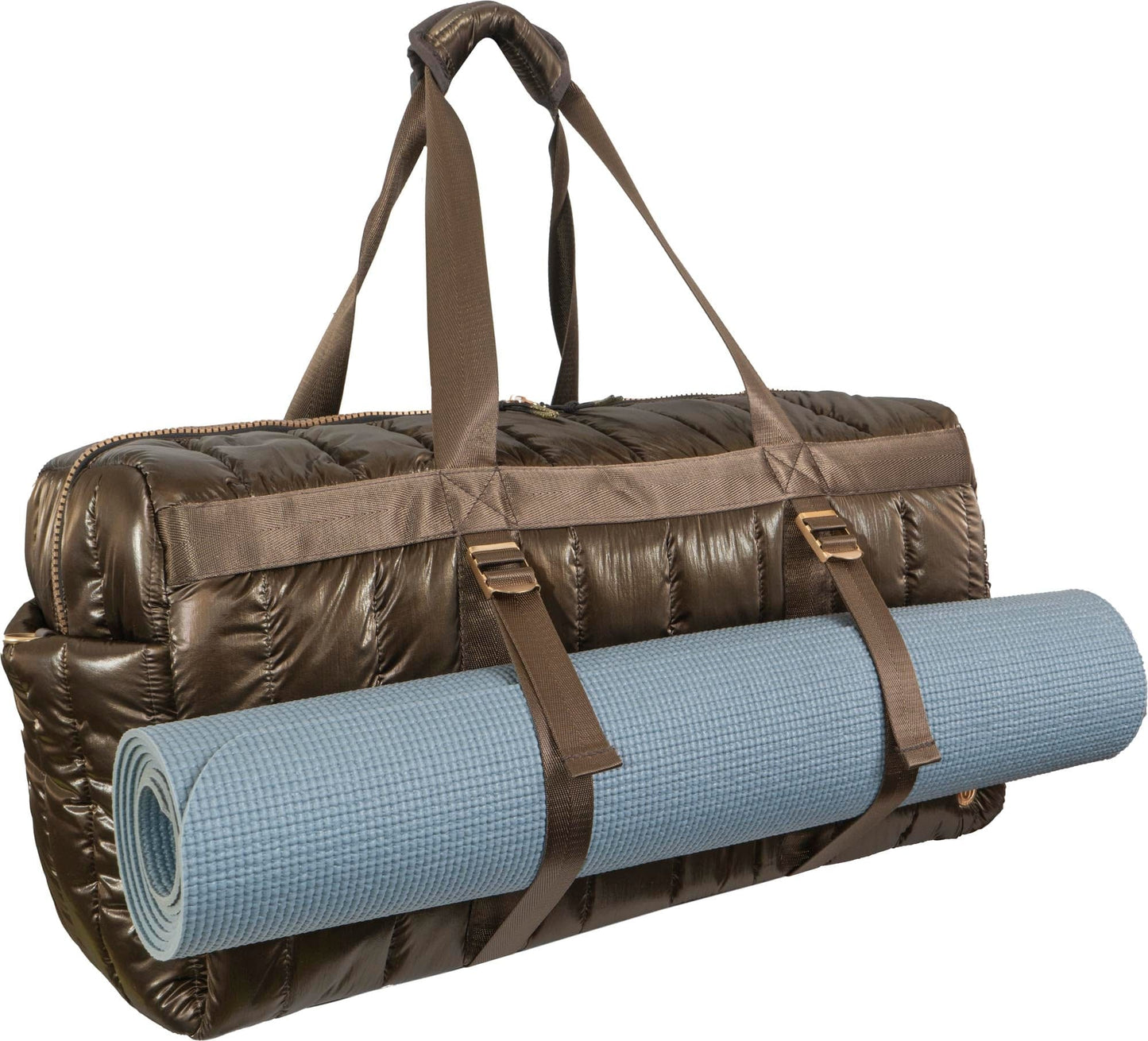 Joan & David 22 Inch Tubular Quilted Metallic Nylon Duffel Bag