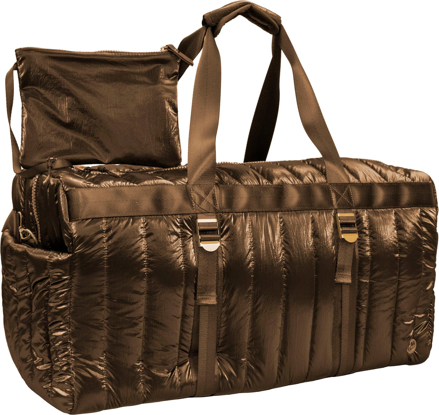 Joan & David 22 Inch Tubular Quilted Metallic Nylon Duffel Bag