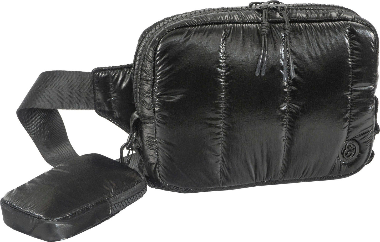 Joan & David Metallic Tubular Quilted Nylon Passport Sling Bag