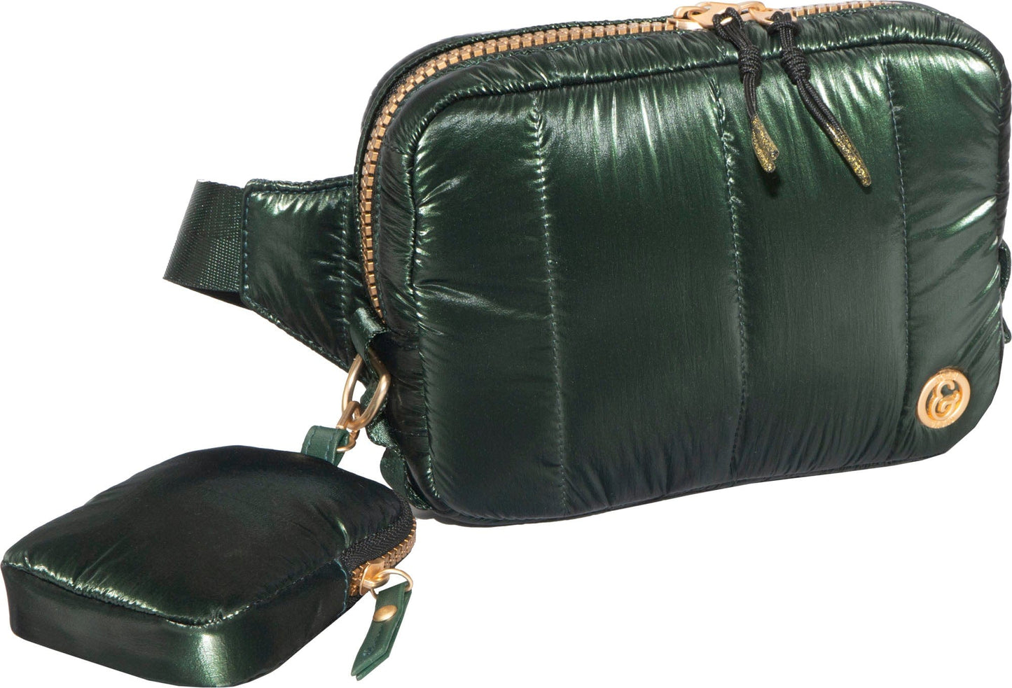 Joan & David Metallic Tubular Quilted Nylon Passport Sling Bag