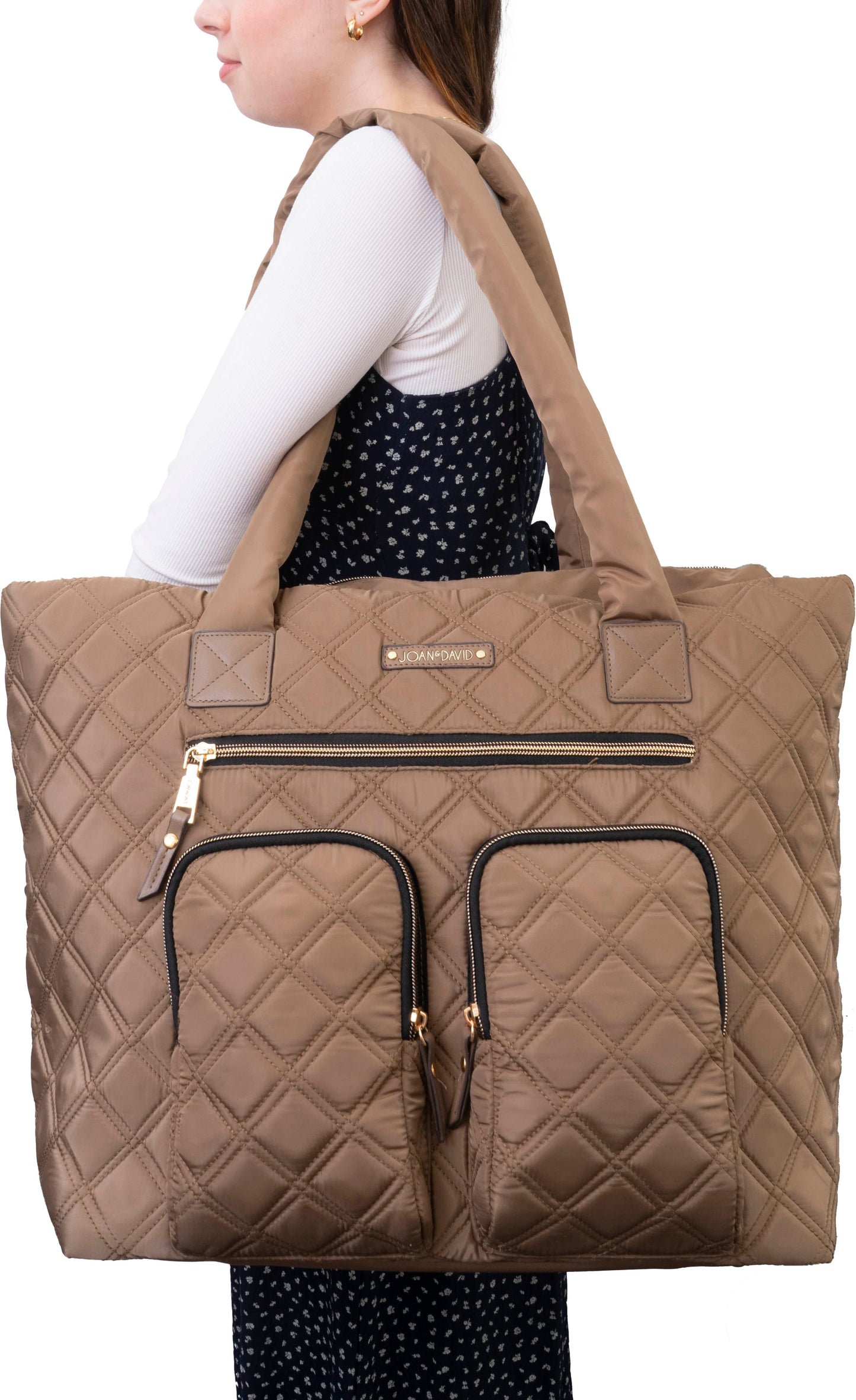 Joan & David Diamond Quilted Nylon Tote