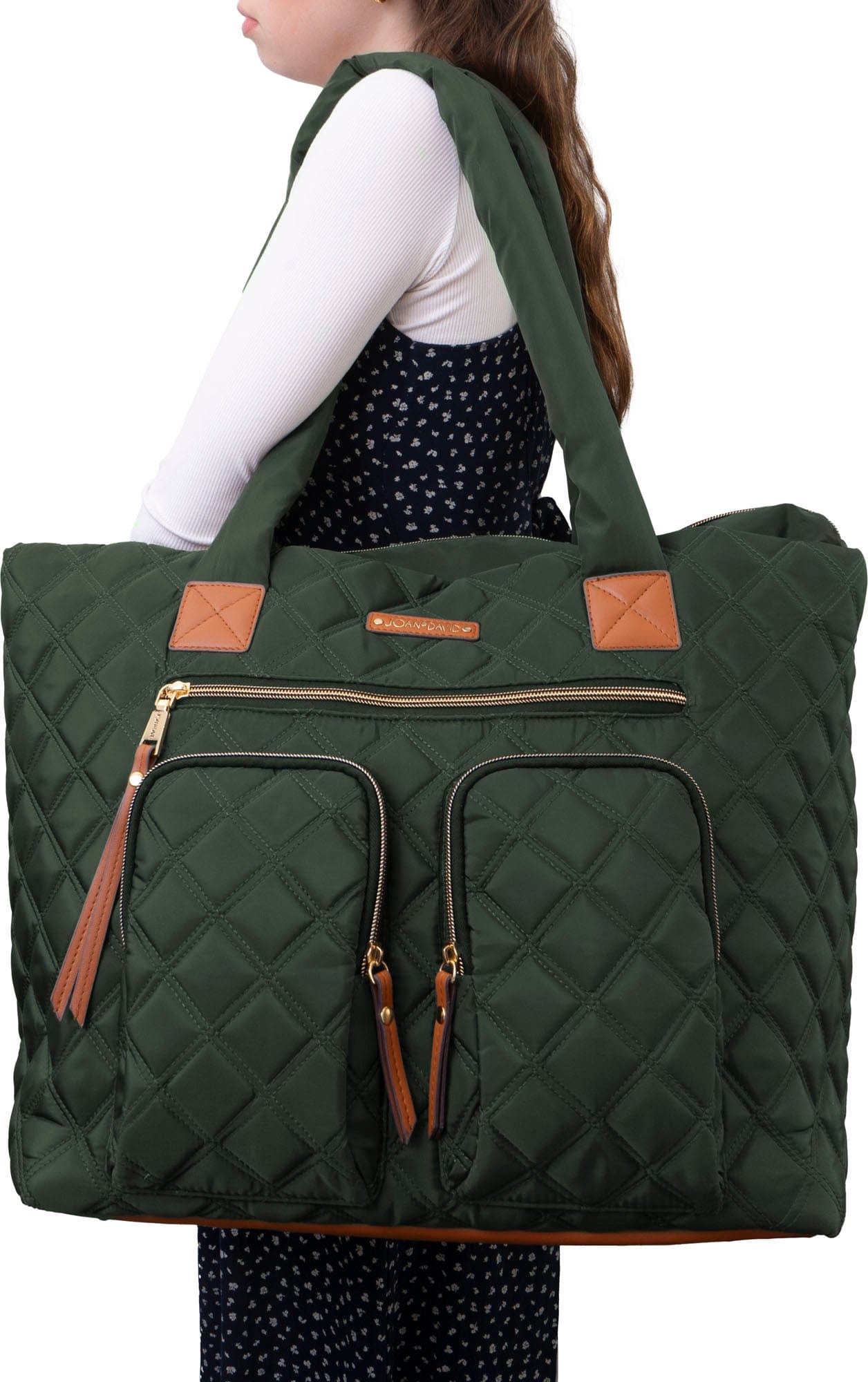 Joan & David Diamond Quilted Nylon Tote