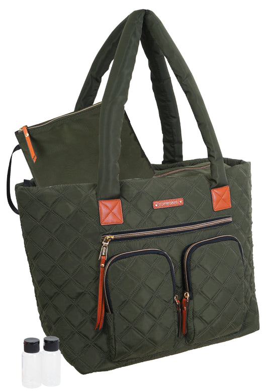 Joan & David Diamond Quilted Nylon Tote