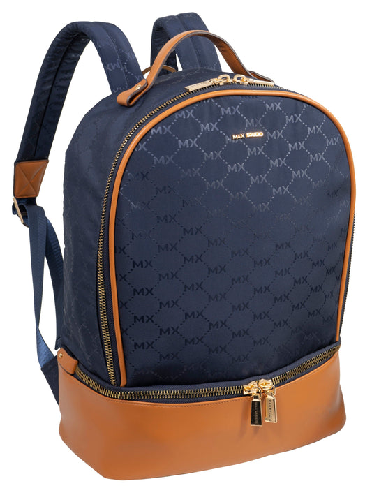 Max Studio Nylon Signature  Print Backpack with Zippered Bottom Compartment