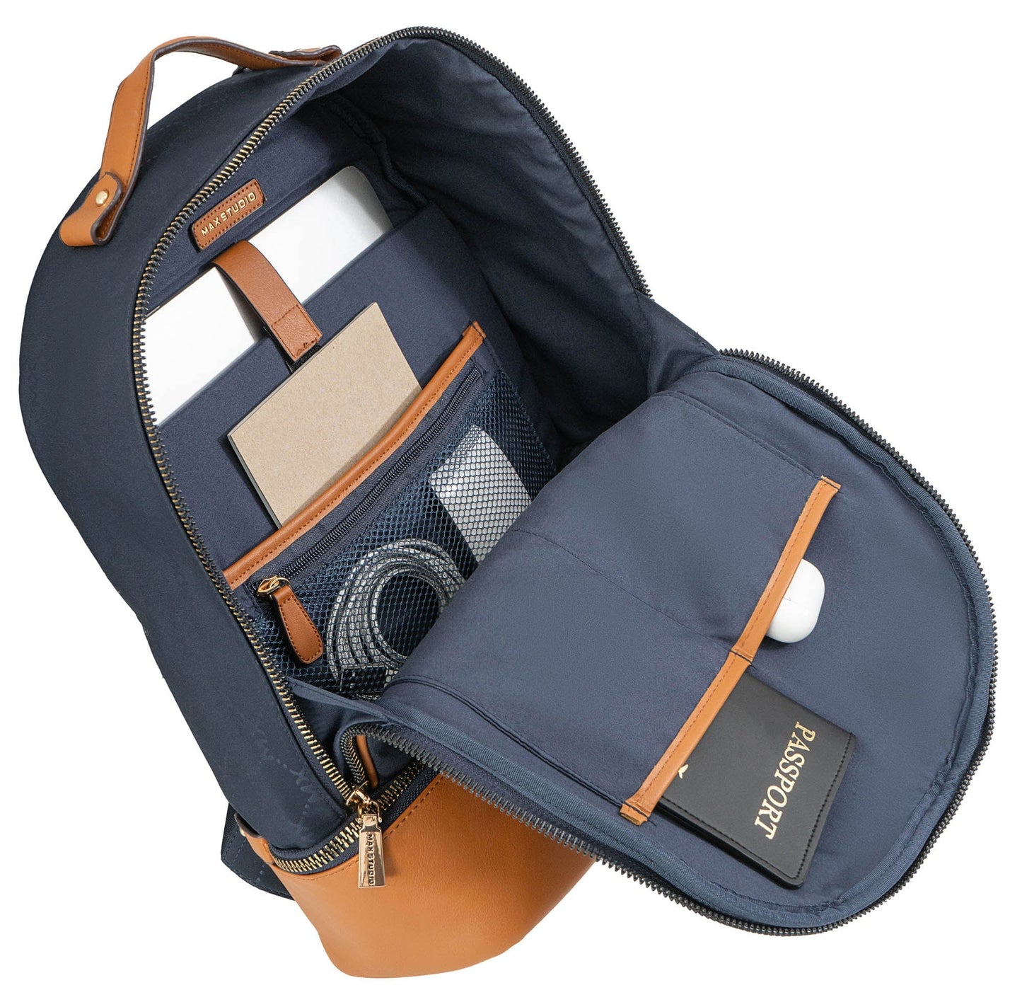 Max Studio Nylon Signature  Print Backpack with Zippered Bottom Compartment
