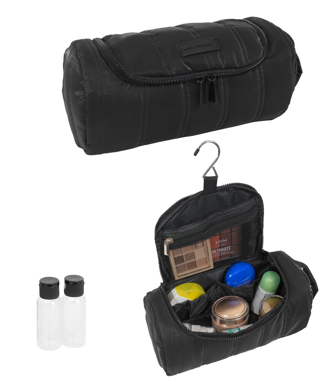 Max Studio Tubular Quilted Nylon Hanging  Toiletry Dopp Kitt