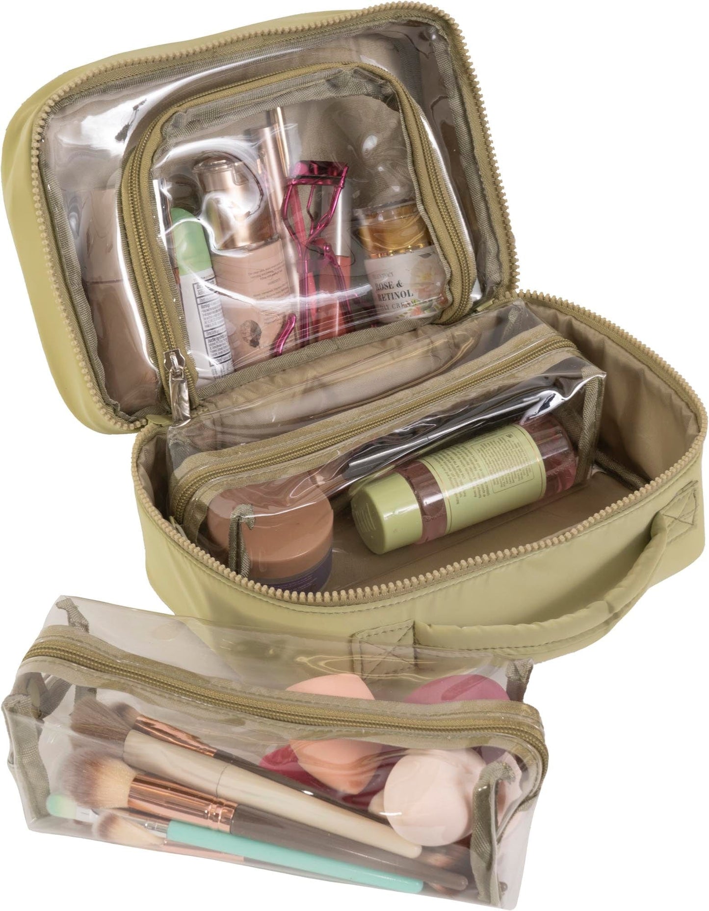 Max Studio Tubular Quilted Nylon Large Square Toiletry Bag