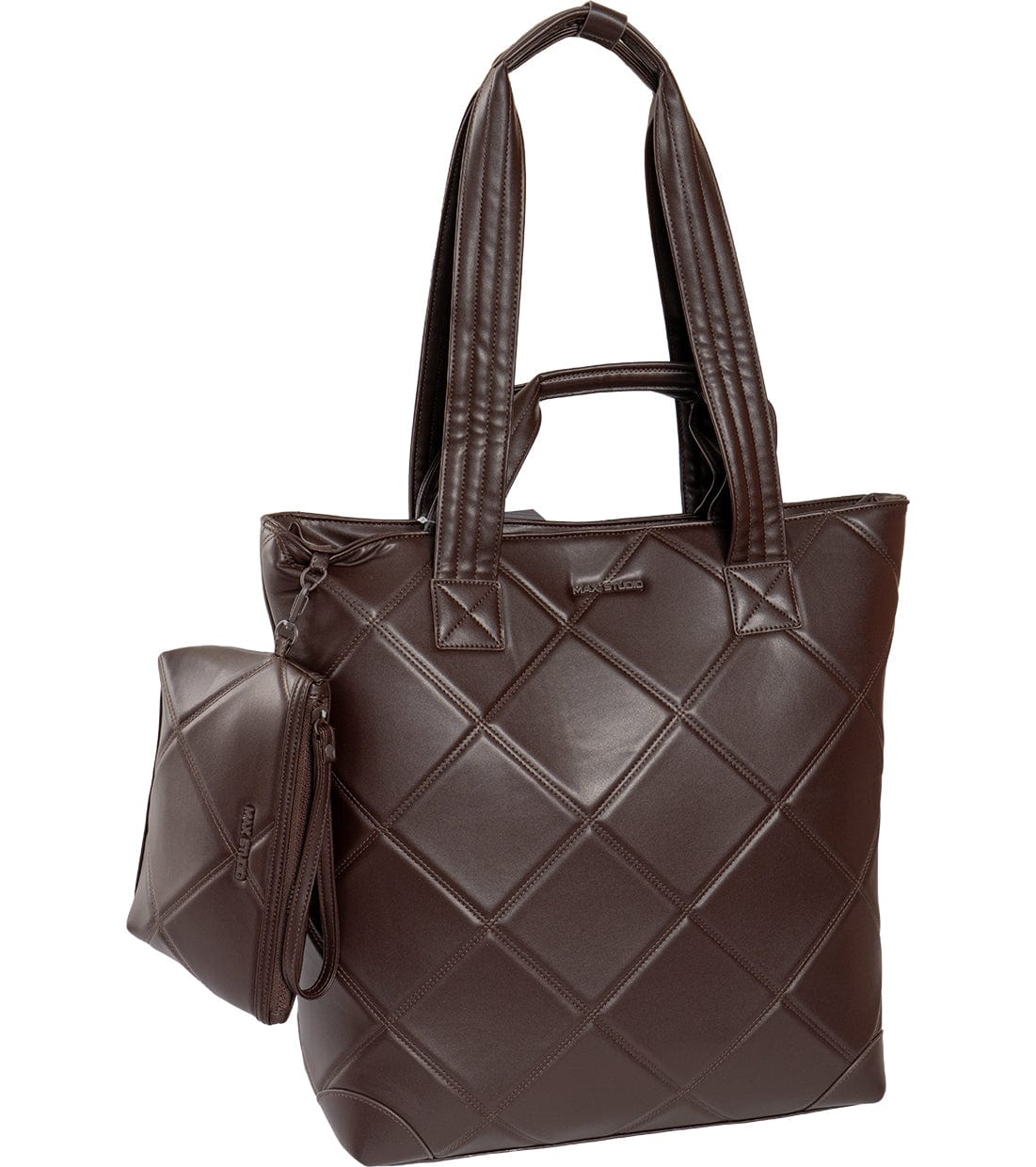 Max Studio 18 Inch Large Lamby Diamond Quilted Travel Tote