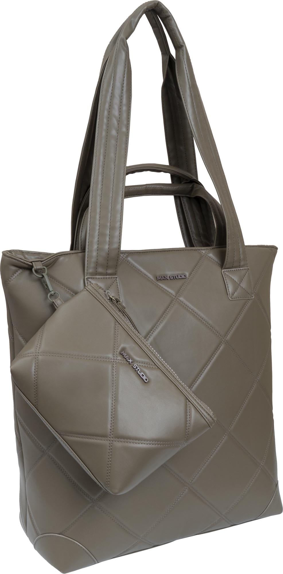 Max Studio 18 Inch Large Lamby Diamond Quilted Travel Tote