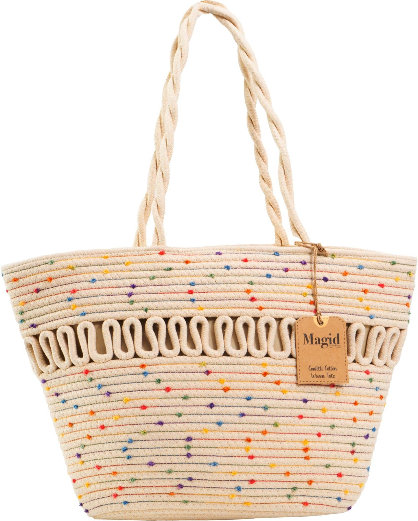 Magid Natural Cotton Woven Confetti Twist Shoulder Tote