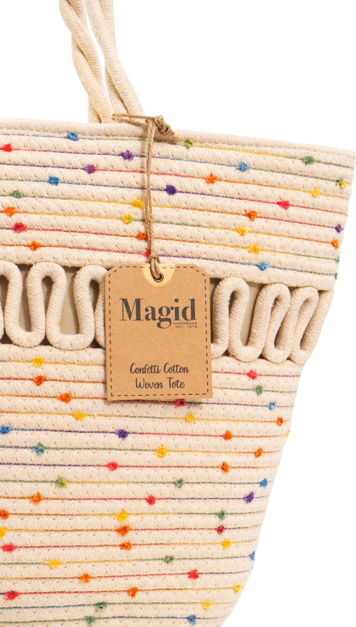 Magid Natural Cotton Woven Confetti Twist Shoulder Tote