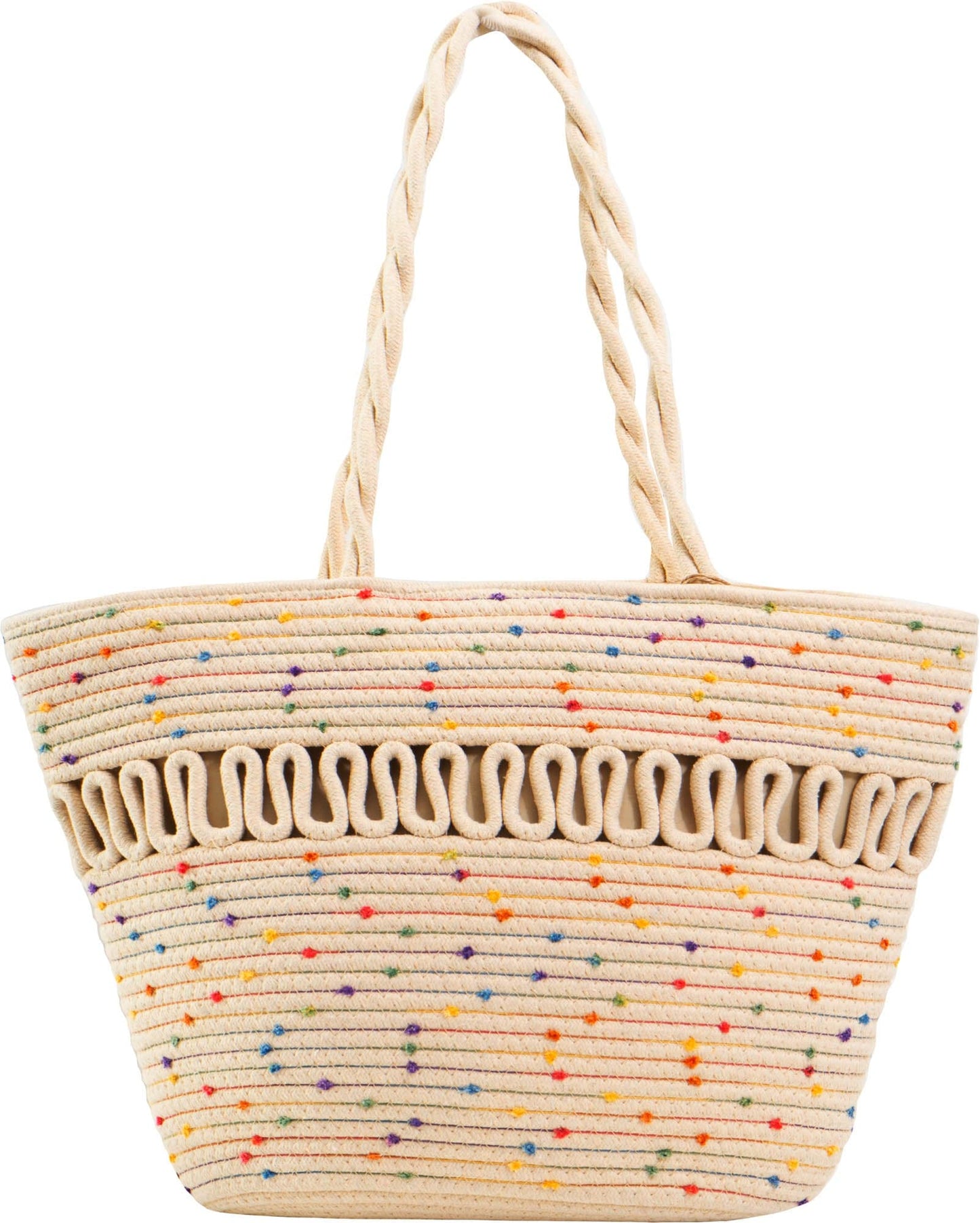 Magid Natural Cotton Woven Confetti Twist Shoulder Tote