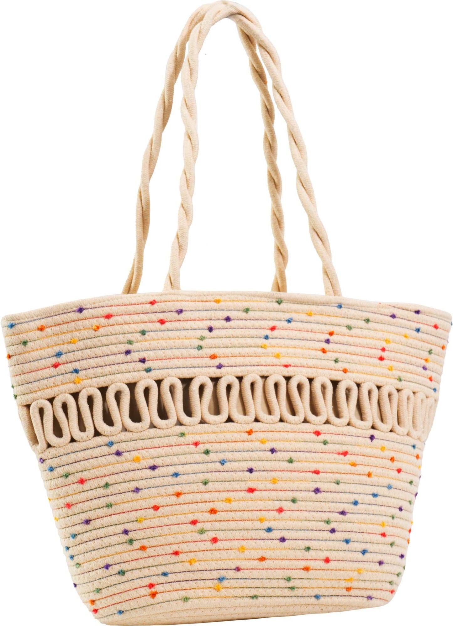 Magid Natural Cotton Woven Confetti Twist Shoulder Tote