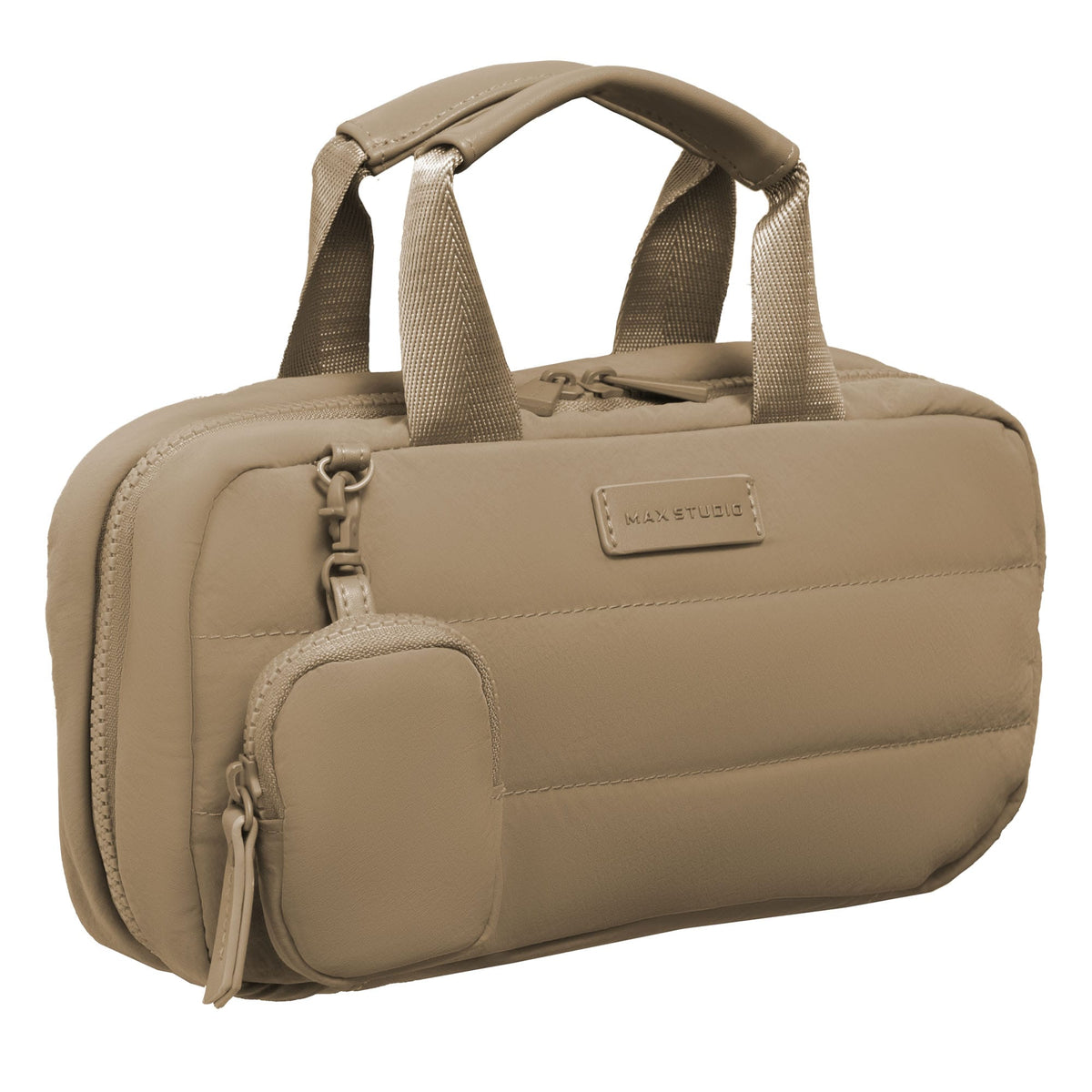 Max Studio The Crinkle Tubular Quilted Puffer Nylon Hanging Toiletry Case with Detachable Pouch