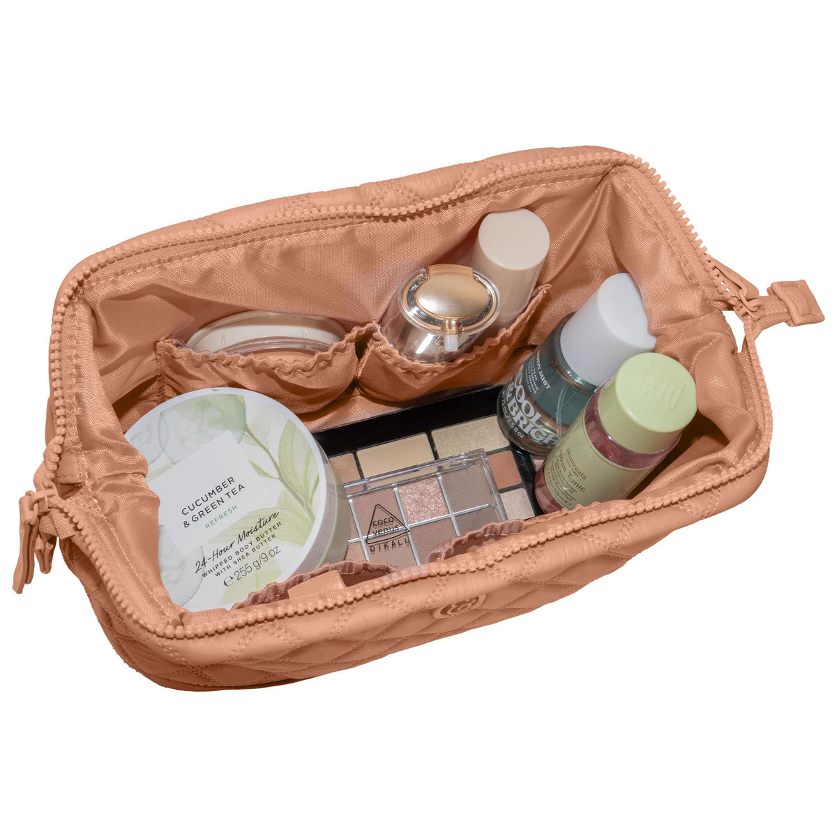 Joan & David Diamond Quilted Puffer Sport Nylon Cosmetic Bag