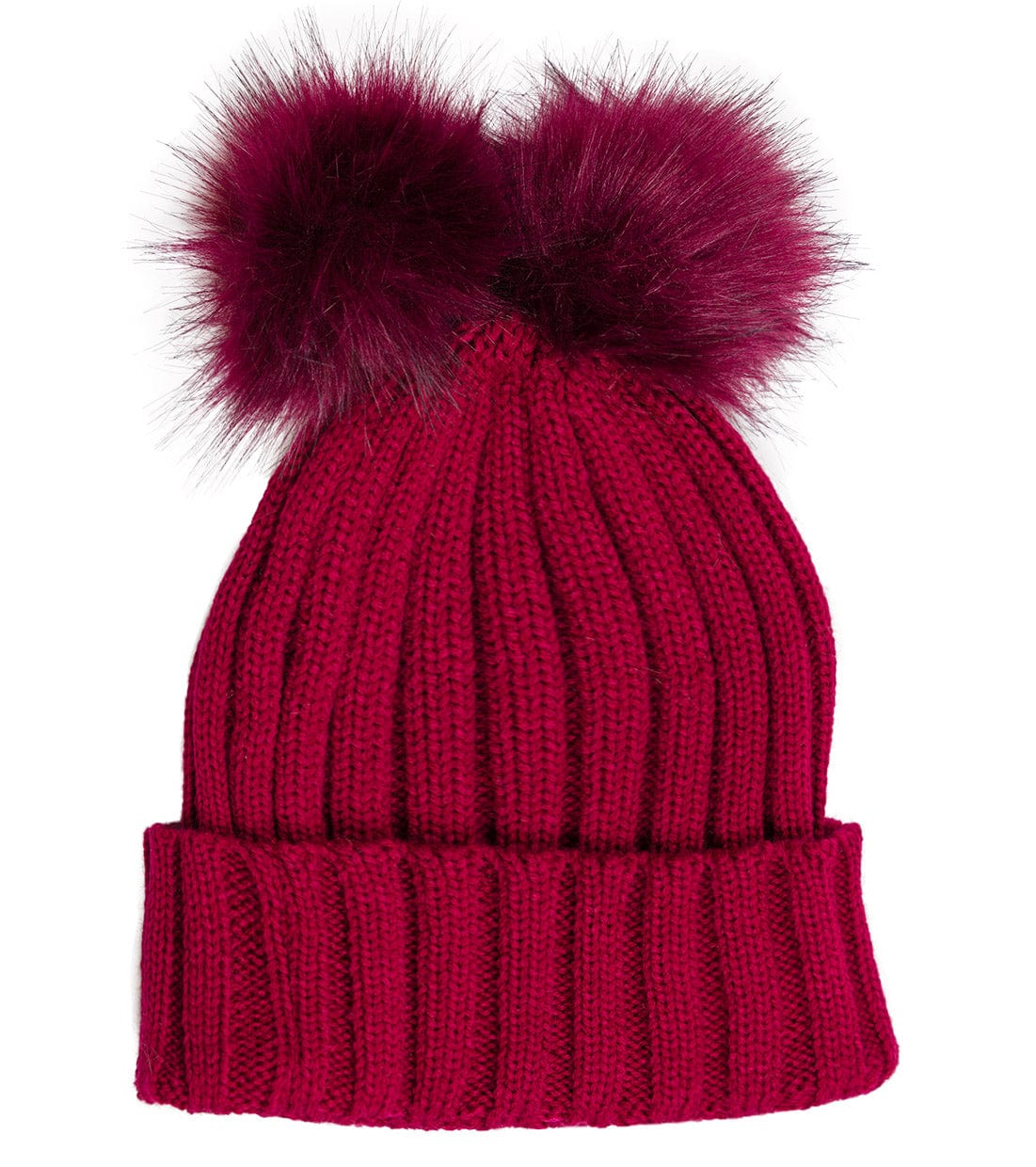 Adrienne Vittadini Dual Pom Pom Knit Beanie