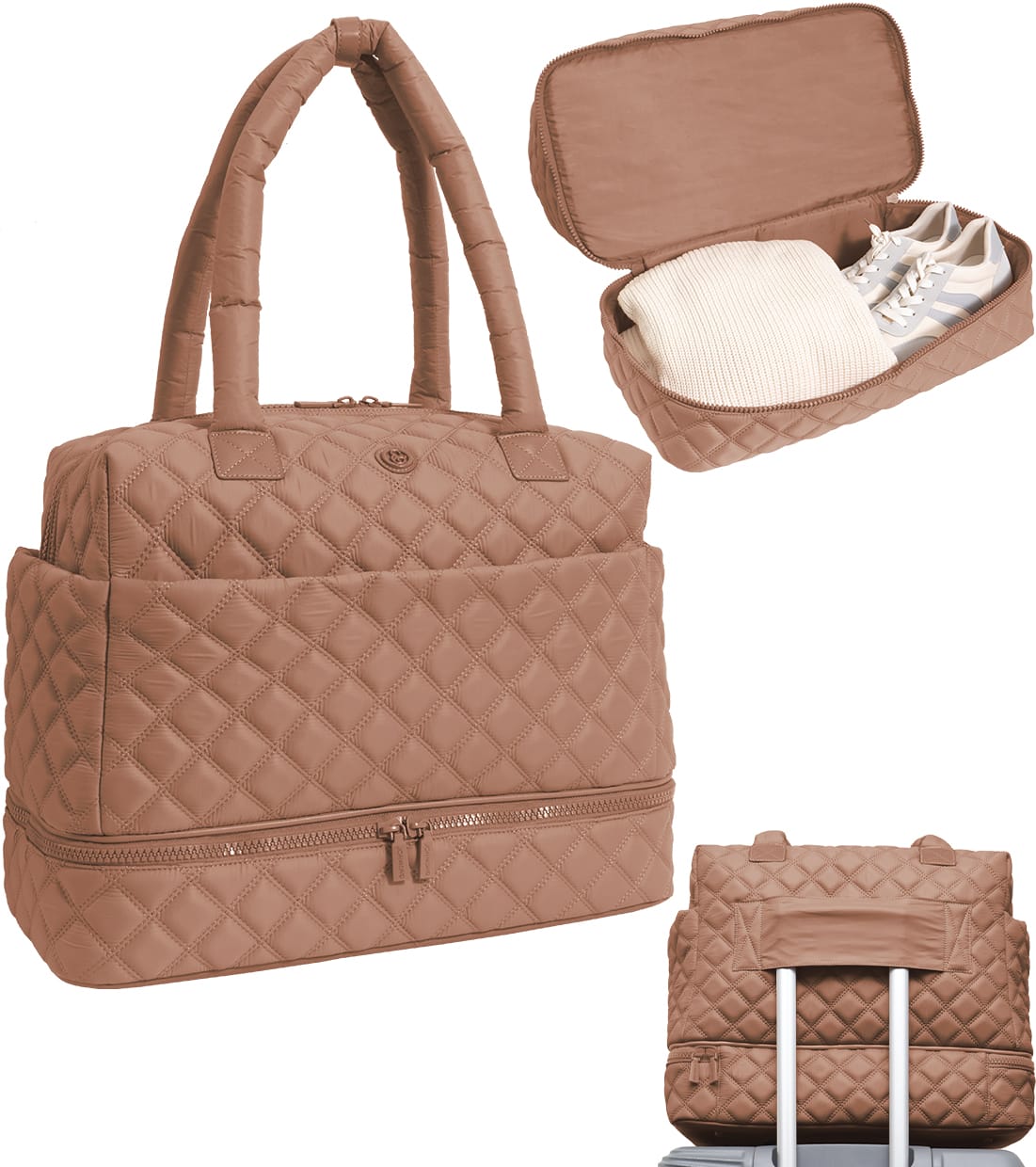 Joan & David The Isabel Quilted Nylon Drop Bottom Duffel Bag