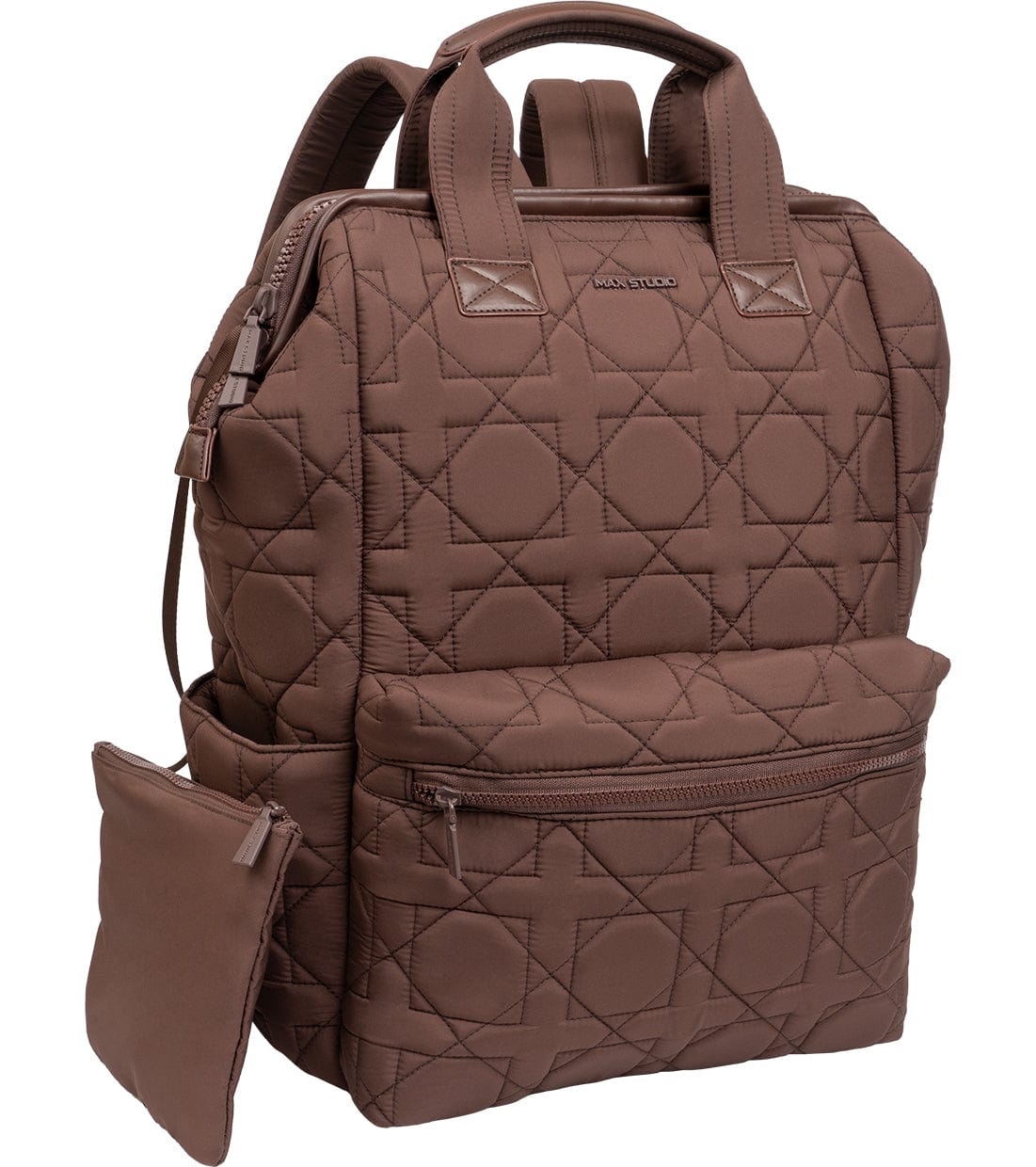 Max Studio Square Quilted Backpack with Front Zippered Pocket