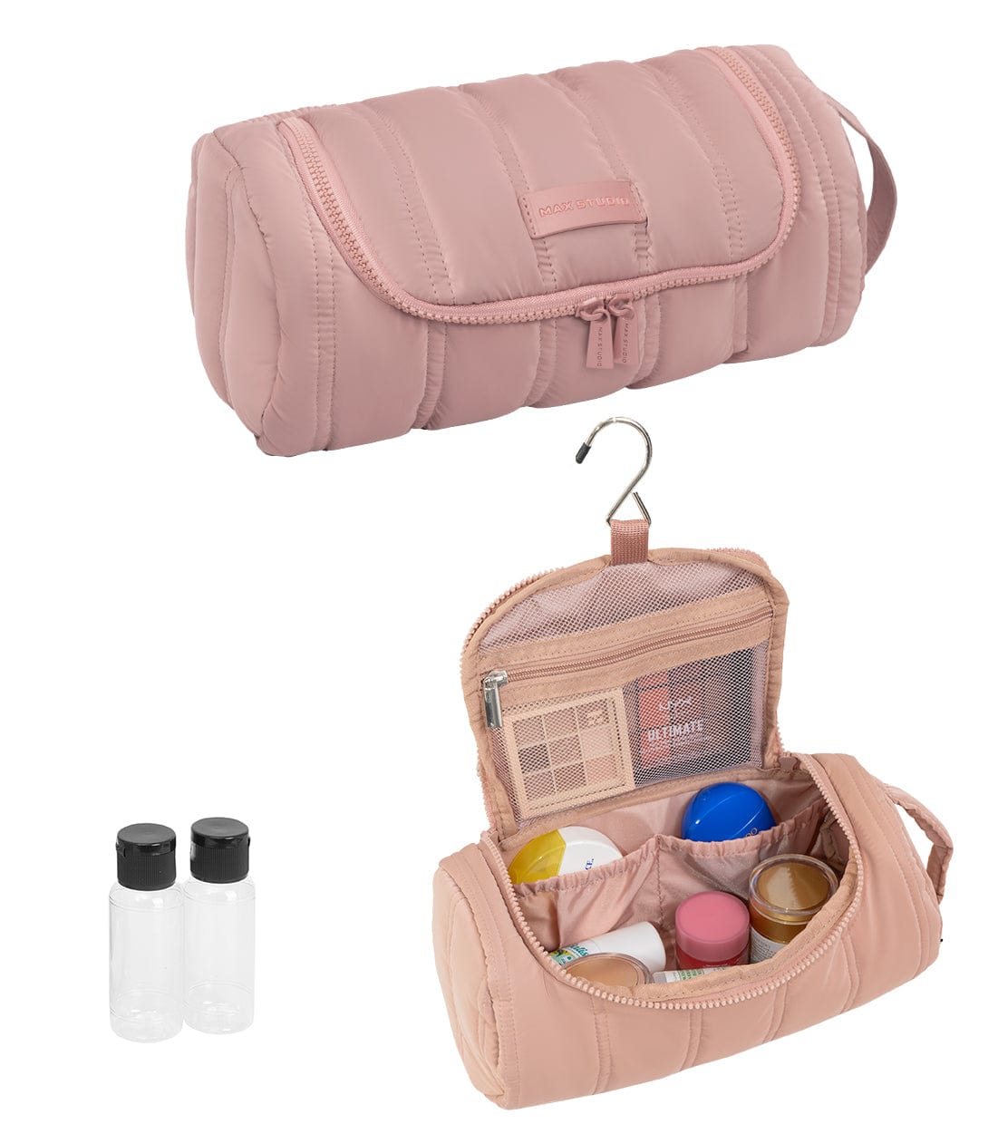 Max Studio Tubular Quilted Nylon Hanging  Toiletry Dopp Kitt