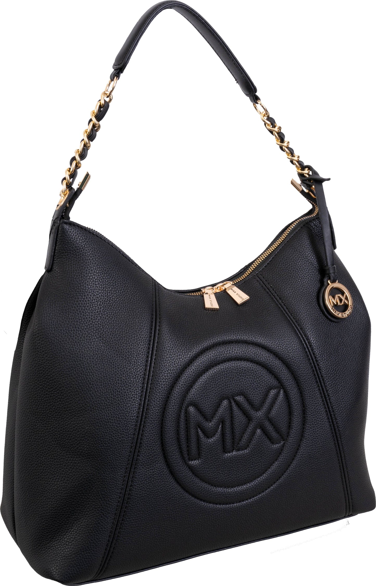 Max Studio Pebble Grain Top Chain Handle Slouchy Hobo Handbag