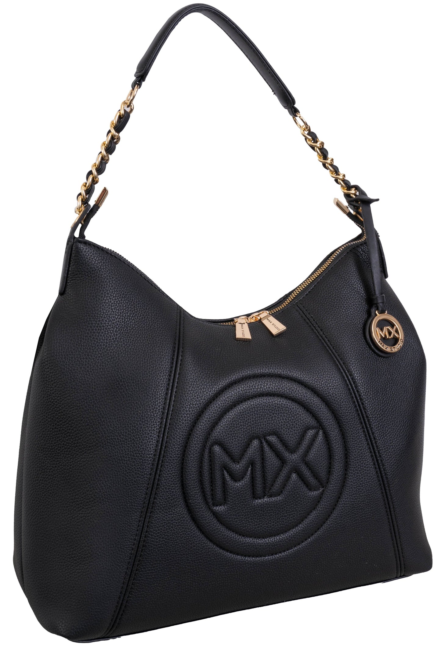 Max Studio Pebble Grain Top Chain Handle Slouchy Hobo Handbag