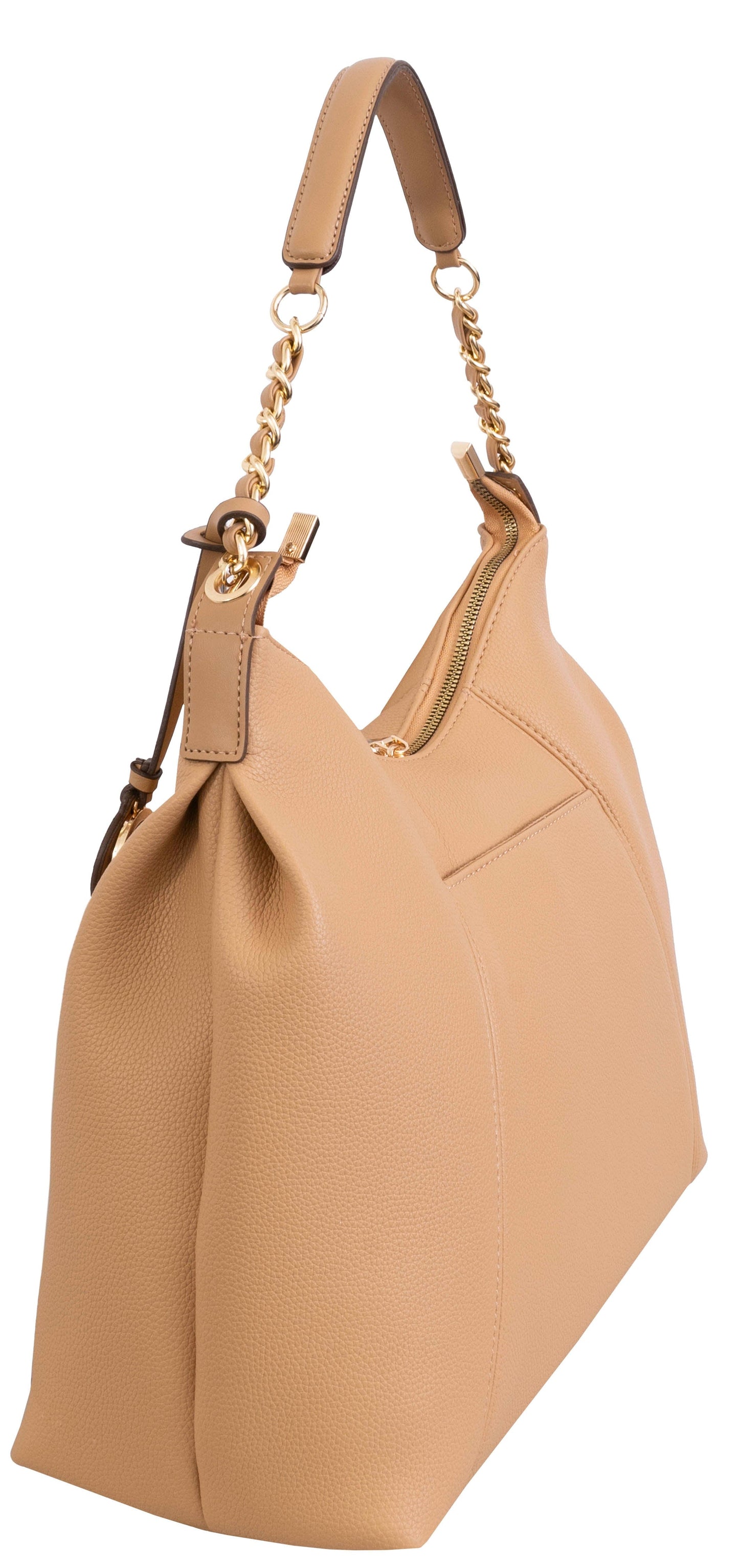 Max Studio Pebble Grain Top Chain Handle Slouchy Hobo Handbag