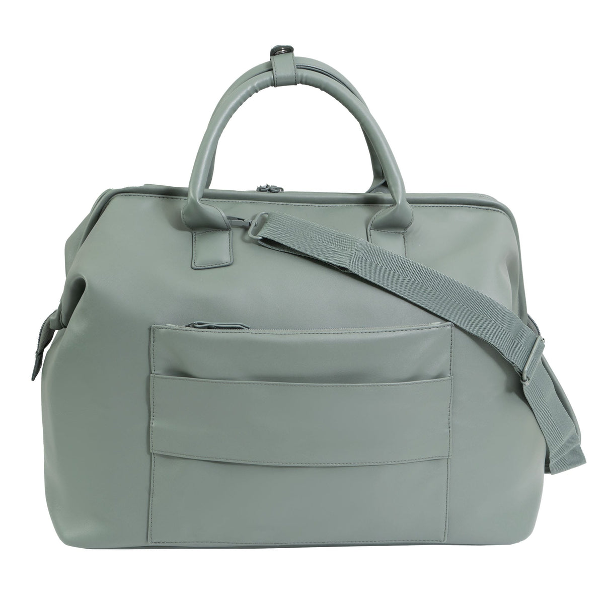 Max Studio 18 Inch Smooth Faux Vachetta PU Frame Weekender Duffle