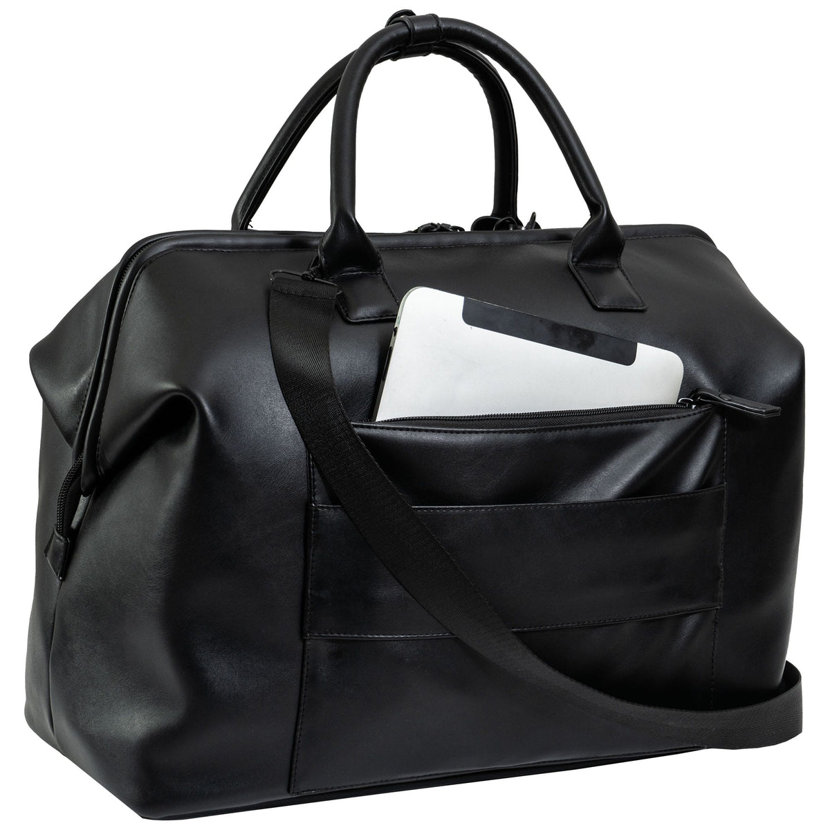 Max Studio 18 Inch Smooth Faux Vachetta PU Frame Weekender Duffle