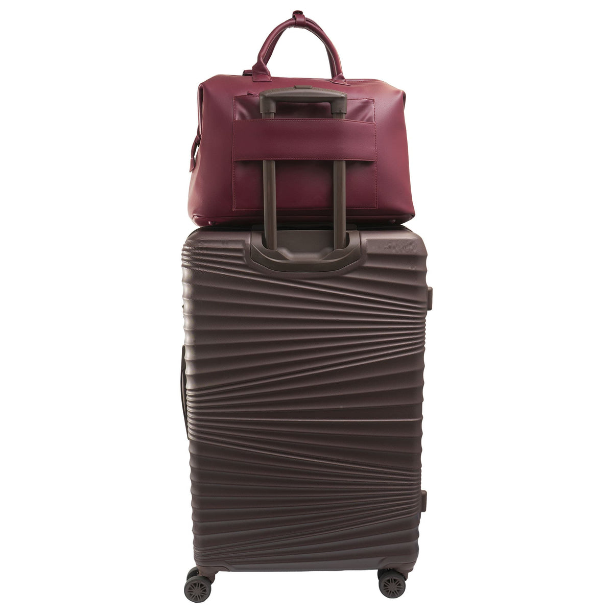 Max Studio 18 Inch Smooth Faux Vachetta PU Frame Weekender Duffle