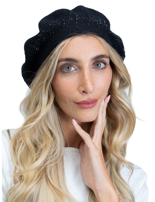 Jones New York Wave Rhinestone Border Beret